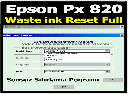 Epson Stylus Photo PX820WD  Waste İnk Error Reset Programı